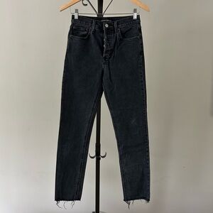 Denim Forum The Yoko High Rise Slim Black Denim Jeans, Size 26.